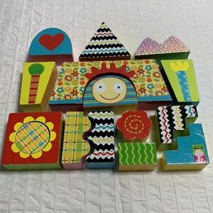 Alex Jr Wooden Whimsy Blocks 15 Piece Set - Complete